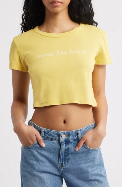 Junk Food Sweet Like Honey Cotton Graphic Baby Tee In Misted Yellow
