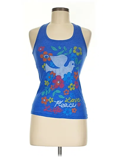Pre-owned Junk Food Tank Top Blue Halter Neckline Tops