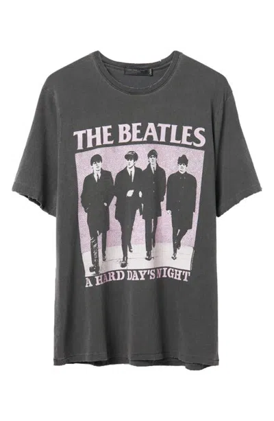 Junk Food The Beatles A Hard Day's Night Cotton Graphic T-shirt In Vintage Black