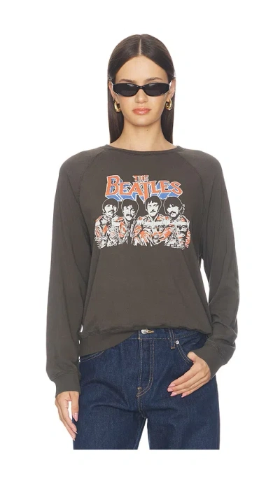 Junk Food The Beatles Raglan Crew Fleece Sweatshirt In Burgundy