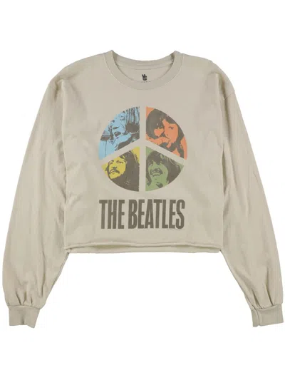 Junk Food The Beatles Womens Graphic Cropped Sweatshirt In Beige