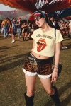 Junk Food The Rolling Stones Glitter Baby Tee In Dusty Citron, Women's At Urban Outfitters In Yellow