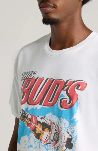 Junk Food This Bud's For You Cotton Graphic T-shirt In White