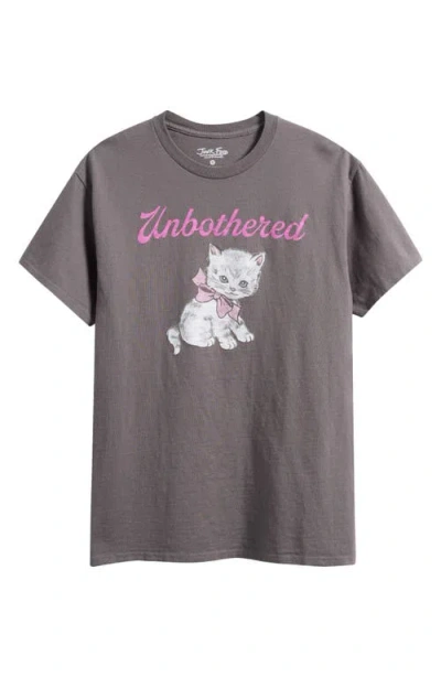 Junk Food Unbothered Kitten Graphic T-shirt In Gray