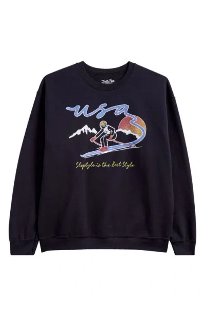 Junk Food Usa Slopestyle Fleece Graphic Sweatshirt In Black