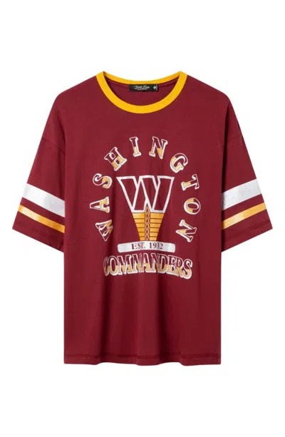 Junk Food Washington Commanders Glitter Boxy Ringer Graphic T-shirt In Burgundy