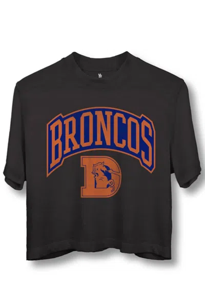 Junk Food Women's Denver Broncos Blitz Mock Neck Crop Tee In Black