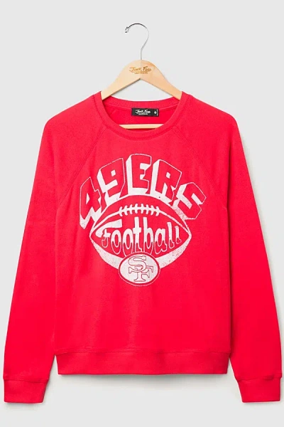 Junk Food Women's Nfl Football Raglan Crewneck Fleece Sweatshirt, Women's At Urban Outfitters In Red