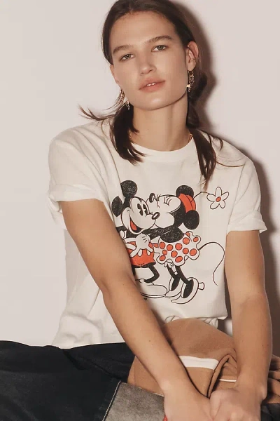 Junk Food X Anthropologie Mickey & Minnie Kiss Graphic Tee In Neutral