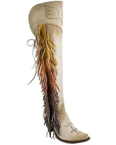 Pre-owned Junk Gypsy By Lane Women's Spirit Animal Tall Boot - Snip Toe Cream 5 M In White