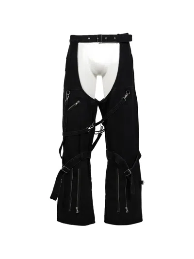 Jun/nakayama Bondage-style Denim Chaps In Black