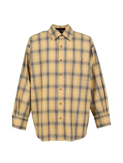 Jun/nakayama Check-pattern Raw-edge Shirt In Multi