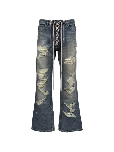 Jun/nakayama Distressed Wide-leg Jeans In Red