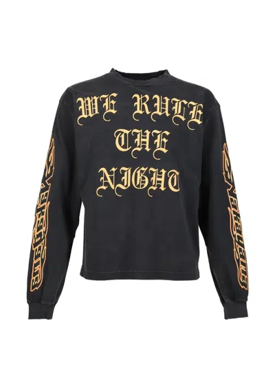 Jun/nakayama Graphic-print Long-sleeve T-shirt In Black