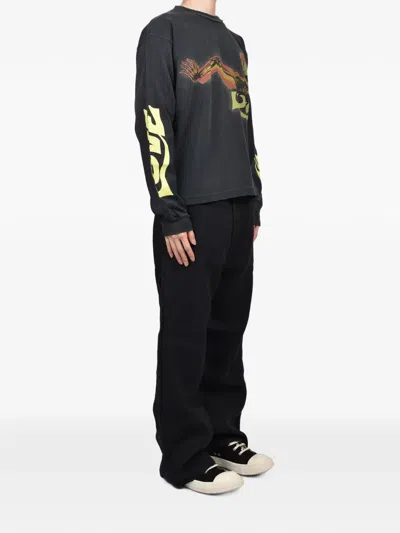 Jun/nakayama Graphic-print Long-sleeve T-shirt In Black