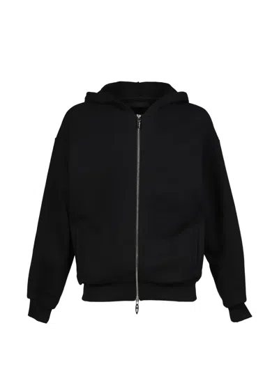 Jun/nakayama Logo-embroidered Zip-up Hoodie In Black