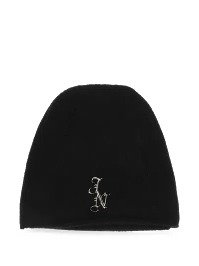 Jun/nakayama Logo-plaque Beanie Hat In 블랙
