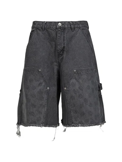 Jun/nakayama Paisley Carpenter Shorts / Blk In Gray