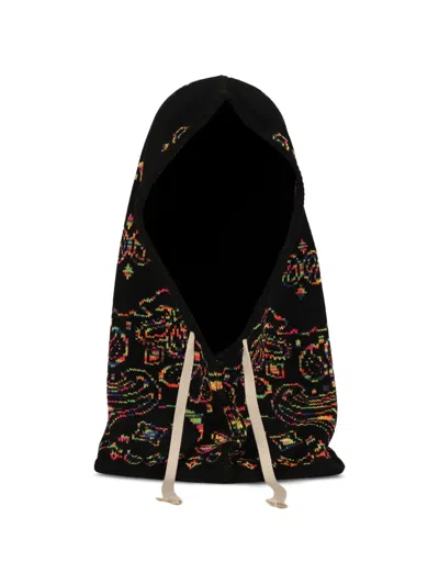 Jun/nakayama Paisley-print Drawstring Balaclava In Black
