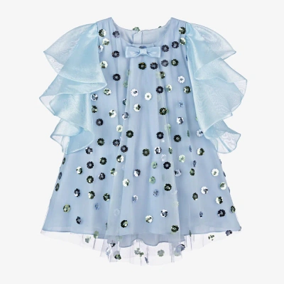 Junona Kids' Girls Blue Sequin Tulle Dress
