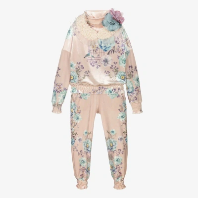 Junona Kids' Girls Pink & Blue Velour Tracksuit