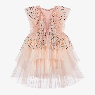 Junona Kids' Girls Pink Asymmetrical Tulle Dress