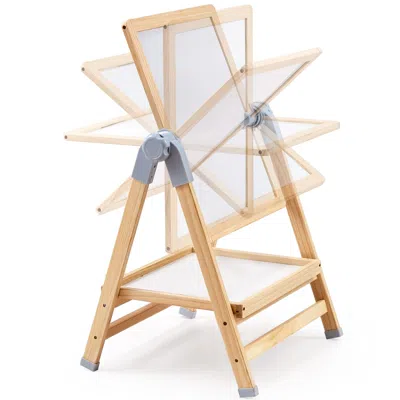 Junrart Art Easel For Kids, 2-in-1 Wooden Double-sided Kid's Art Easel With Magnetic Whiteboard & Chalkboard In Neutral