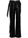Juntae Kim Black Layered Belt Faux-leather Trousers In 黑色
