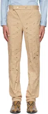 Juntae Kim Beige Slashed Trousers In Beige