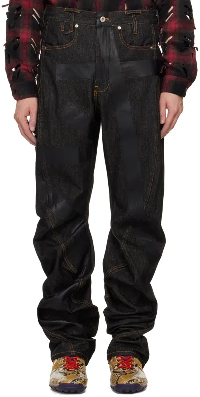 Juntae Kim Asymmetric Hem Denim In Black