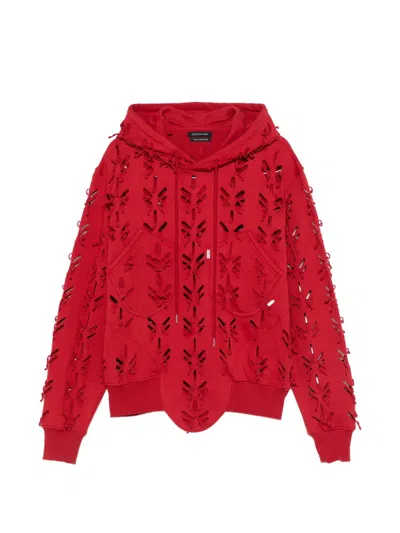 Juntae Kim Laser Slashed Hoodie In Red