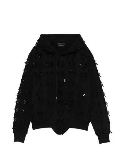 Juntae Kim Laser-slashed Hoodie In Black