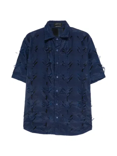 Juntae Kim Layered Laser Slash Shirt In Blue