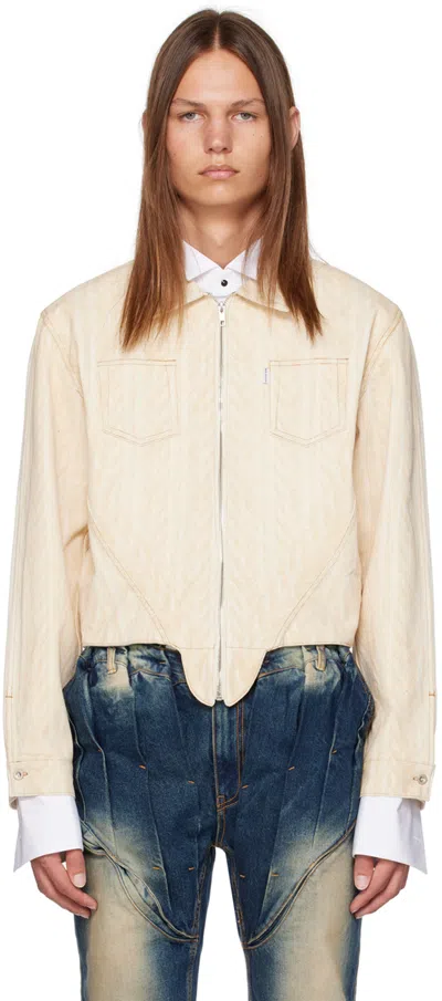 Juntae Kim Off-white Flag Denim Jacket In Ivory