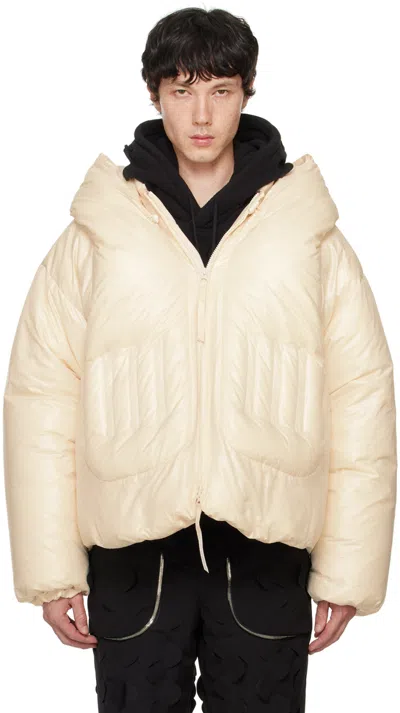 Juntae Kim Off-white Quilted Spiral Down Jacket In Cream