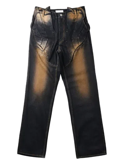 Juntae Kim Pleated-panel Jeans In Black