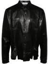 Juntae Kim Black Square Petal Corset Faux-leather Shirt In 黑色