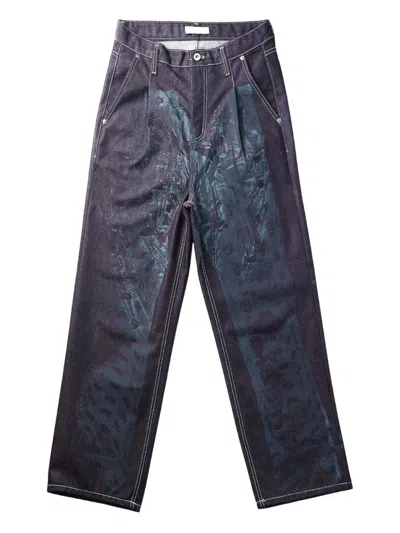 Juntae Kim Trompe L'oeil Pleated-front Jeans In Blue