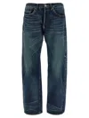 Junya Watanabe Stonewashed Denim Jeans With Textured Finish In Blue