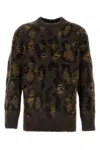 Junya Watanabe Brown Embroidered Wool Blend Sweater In Brown