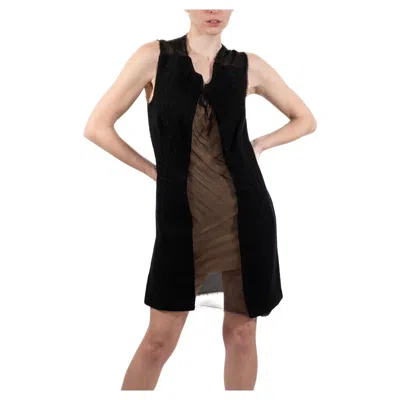 Pre-owned Junya Watanabe 1990s  Comme Des Garcons Black Sheer Silk Chiffon & Wool Deconstru