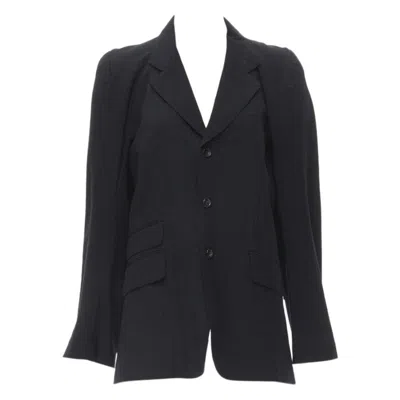 Pre-owned Junya Watanabe 1994 Navy Wool Shoulder Padded Cut Out Back Blazer M In Blue