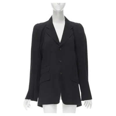 Pre-owned Junya Watanabe 1994 Navy Wool Shoulder Padded Cut Out Back Blazer M In Blue