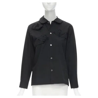 Pre-owned Junya Watanabe 1999 Black Cotton Rose Bud Round Collar Long Sleeve Shirt M In Red