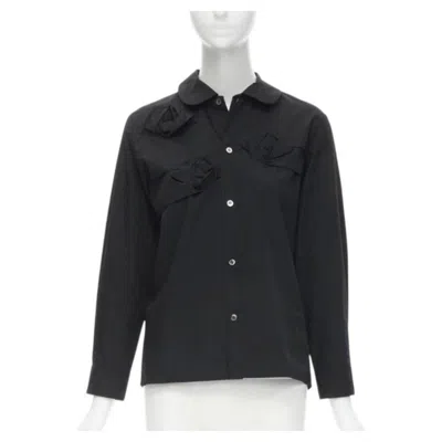 Pre-owned Junya Watanabe 1999 Black Cotton Rose Bud Round Collar Long Sleeve Shirt M In Red