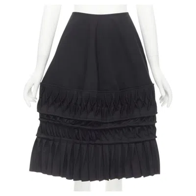Pre-owned Junya Watanabe 1999 Runway Vintage Black 3d Origami Pleated Wrap Skirt