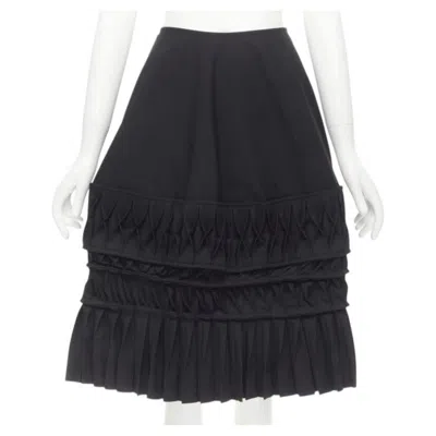 Pre-owned Junya Watanabe 1999 Runway Vintage Black 3d Origami Pleated Wrap Skirt