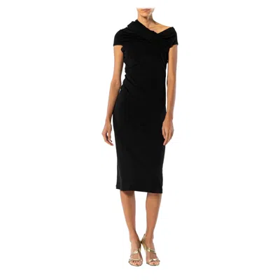 Pre-owned Junya Watanabe 2000s  Comme Des Garcons Black Wool Jersey One Shoulder Dress 2009