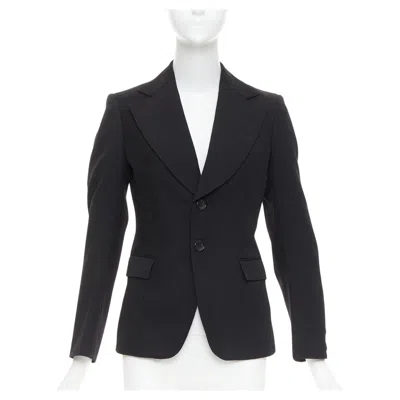 Pre-owned Junya Watanabe 2006 Black Wool Contrast Wide Collar Flap Pocket Blazer Xs