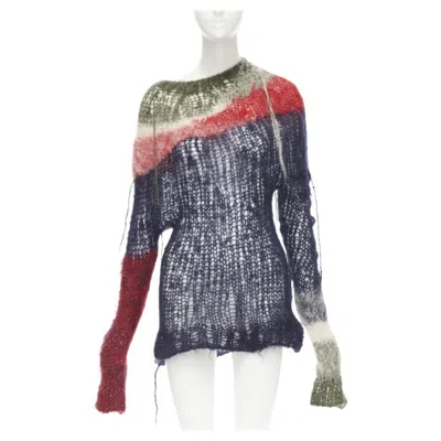 Pre-owned Junya Watanabe 2006 Runway Punk Loose Knit Wool Distressed Punk Sweater M In Gray